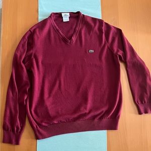 Lacoste Burgundy V Neck sweater